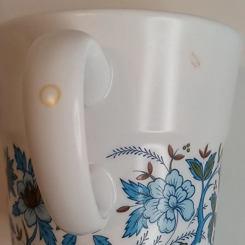 Vintage Noritake Blue Moon Pattern Porcelain Coffee Mugs / Tea Cups Set Of 8